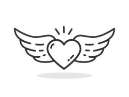 Heart with wings symbol icon isolated illustration. vector