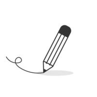 Pencil writing with line art drawing isolated illustration. vector