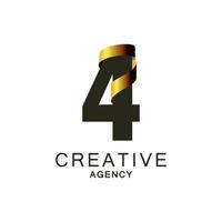 Modern Logo Design for Creative Agency with Number Four vector