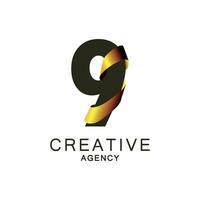 Modern Logo Design for Creative Agency with Number nine vector