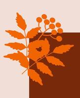 Artistic representation of leaves and berries against a simple geometric background vector