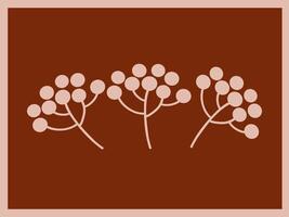 Abstract illustration of three stylized trees with round foliage on a textured brown background vector