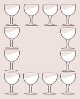 Beige glasses set arranged in a square on a neutral background at a casual gathering vector