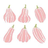 A collection of pastel pink pumpkins arranged creatively on a white background for autumn decor inspiration vector