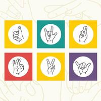 Hand Gesture Icon Sign Handdrawn Monoline Set vector
