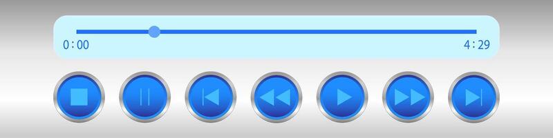 Media player playback panel template isolated on white background. audio player progress loading bar with time slider. vector