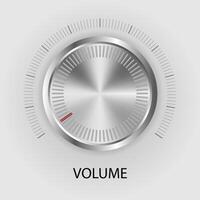 Music sound volume knob button icon. Metal audio control dial switch level scale. Analog Rotary Switch. vector