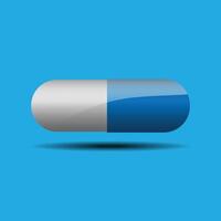 Medical pill capsule on blue background. vector