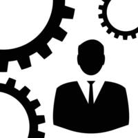 Man and cog icon in a flat style vector
