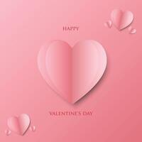 Heart paper cut on a pink background vector