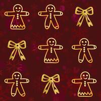 Christmas gingerbread on illustration with various snowflakes background. vector