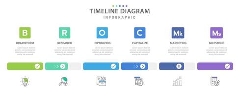 Infographic template for business. 6 Topic Steps modern Timeline diagram calendar, presentation infographic. vector