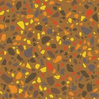 Terrazzo floor seamless texture, gold and colored chips of mosaic, decorative polished pebble stone tile. Abstract pattern vector