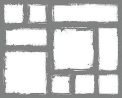 Set of ink banner. White roller paint rectangular grunge texture. Dirty artistic box, frame border. Hand drawn background for text vector