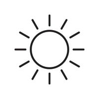 Sun line icon, sun symbol isolated on white. vector