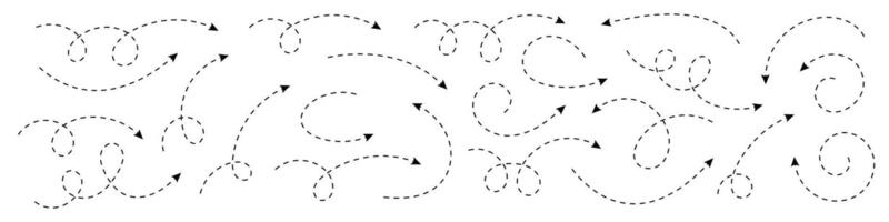 Curved dotted arrow. Zigzag arrow stripes design with dotted lines. vector