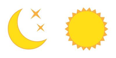 Moon with stars and sun flat icon, night and day icon. vector