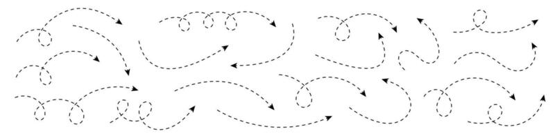 Curved dotted arrow. Zigzag arrow stripes design with dotted lines. vector