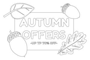 Engaging coloring page featuring acorns and leaves, ideal for fall-themed activities and creative relaxation for all ages. vector