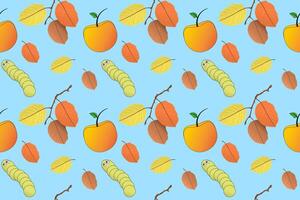 Bright and cheerful autumn pattern featuring colorful leaves and cute worms. Perfect for seasonal designs and projects. vector
