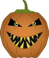 Pumpkin, evil smile on transparent background, Halloween. drawing. Transparent background vector