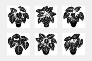 set of silhouettes of plants vector