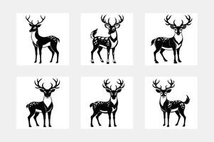 Deer silhouette logo set vector