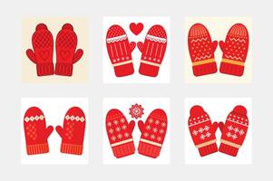 Set of Christmas mittens vector