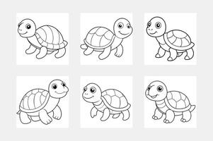 Majestic Tortoise Line Art Collection on white background vector