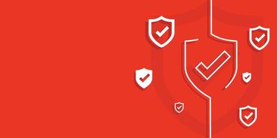 Text Space cyber secure decorated with shield shape on red background vector