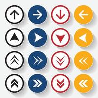 Set Isolated shadow Arrow logo icon design with blue, red and black color vector