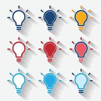 Set icon of Shadow light bulb represent effective business idea concept color full vector