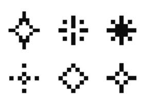 Pixel star retro 8 bit sparkle set. Shiny game pixel art effect set. Firework burst, space decoration. 90s aesthetics, y2k vector