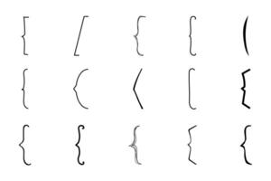 Brackets quote box frame sketch, brace border text parenthesis. Font punctuation, doodle decoration. vector