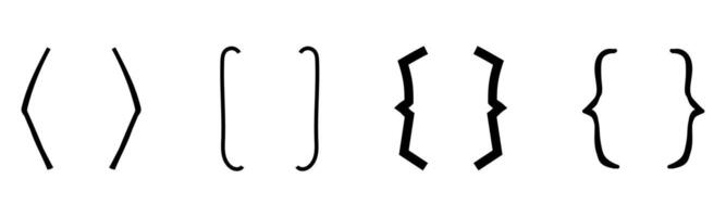 Brackets quote box frame sketch, brace border text parenthesis. Font punctuation, doodle decoration. vector
