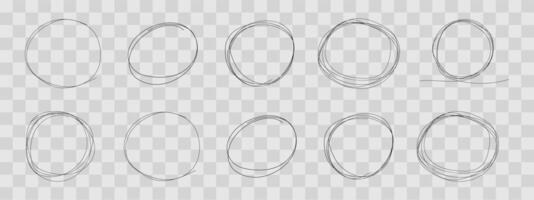 Highlight circle frame cadre, circle doodle scribble round circles for message note. border, mark check or text box isolated on white background. Hand drawn decorative stroke, vintage sketch icon vector