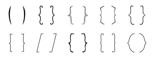 Brackets quote box frame sketch, brace border text parenthesis. Font punctuation, doodle decoration. vector