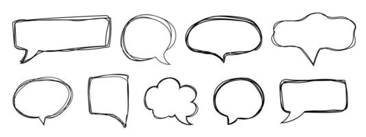 Speech bubble frame scribble fast hand drawing, pent or marker drawing. Comic sketch border, highlight. Cloud, heart, circle bubble chat, text box. vector