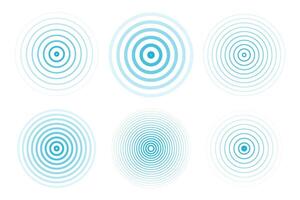 Concentric ripple circles set. Seismic Earthquake alert radar. Radial signal, sonar wave, soundwave rings. touch effect or pulse vector