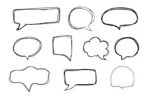 Speech bubble frame scribble fast hand drawing, pent or marker drawing. Comic sketch border, highlight. Cloud, heart, circle bubble chat, text box. vector