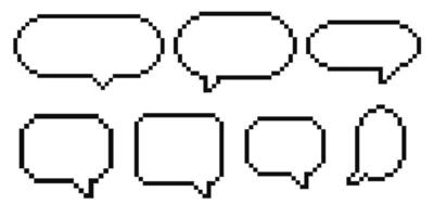 Pixel speech bubble cloud 8 bit y2k digital retro message. Game talk box, comment.b Text frame, border. 80s, 90s computer games. vector