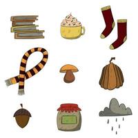 Autumn bundle, fall set of elements. cozy september, november, december vector