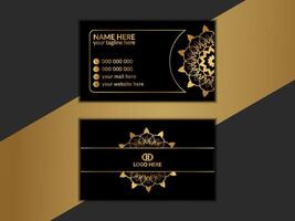 Luxury dark business card, modern gold embossed and debossed effect, Two sided golden design vector