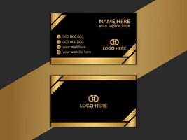 Luxury dark business card mockup with modern rint template design. Inspiration from the abstract. Contact card for company. Two sided golden design vector