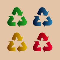 Recycle icon set of different colors vector