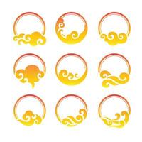 collection set curve cloud border for decorate text copy space vector