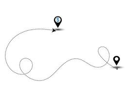 Dollar currency symbols dashed line arrow route path location pin with winding . vector