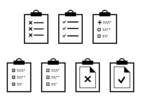 Approved check mark clipboard icons isolated. Document icons. vector