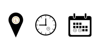 Time, date and address or location icon event elements illustration. vector