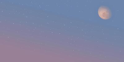 Half moon with stars and twilight sky background graphic illustration have blank space. Dramatic sky rectangle background. vector